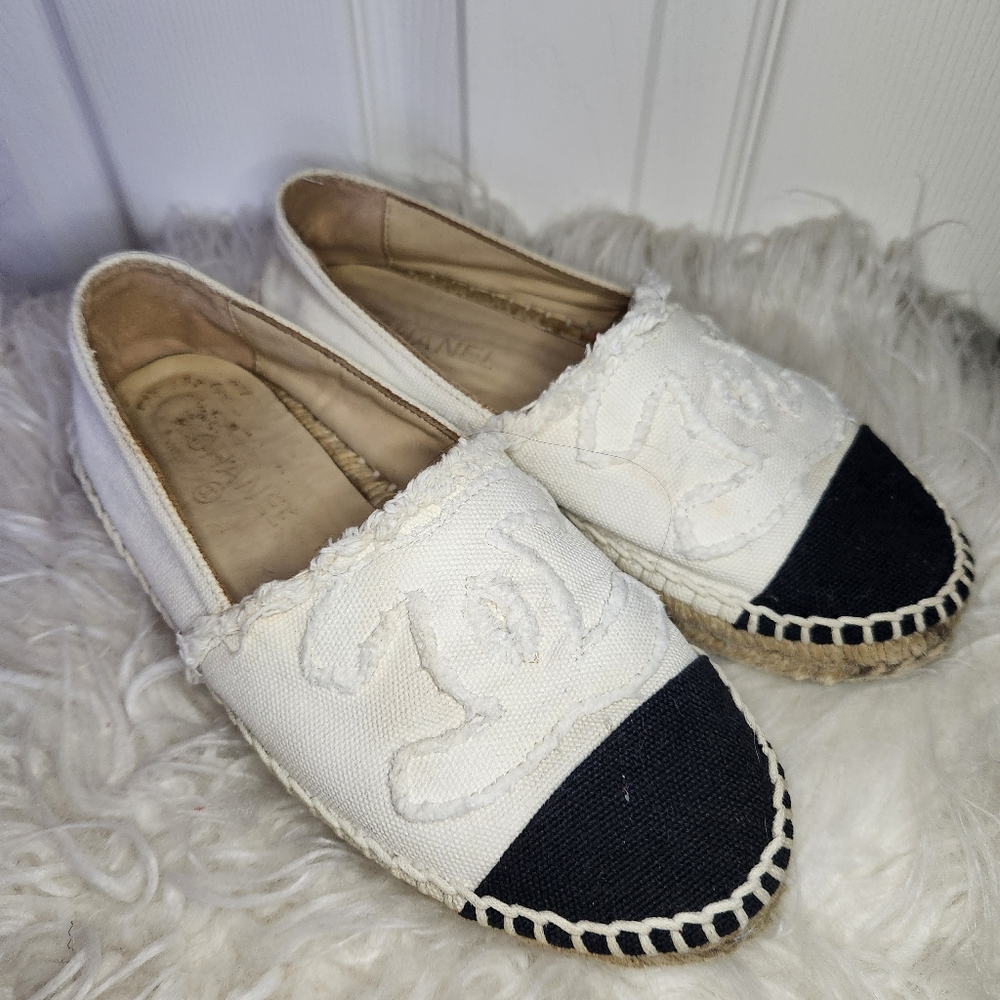 Chanel Canvas Cap Toe Espadrilles 35